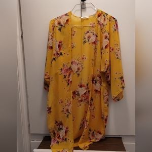 👜Womens Flowy Open Front‎ Chiffon Kimono Cardigan Floral Half Sleeve Blouse